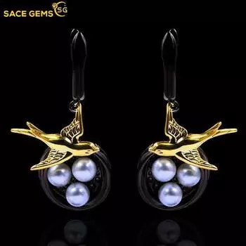 Креативные серьги-капли SACE GEMS, двухцветные висячие серьги, женские подарки на годовщину чёрный