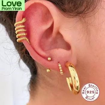 Креативные серьги-клипсы с текстурой змеи для женщин и девочек, подарок на день рождения, серьги без пирсинга, серебряные украшения 925 пробы, Kolczyki золотой