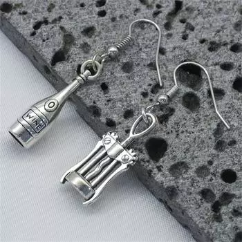 Креативные серьги-подвески в форме бутылки ликера и открывалки для бутылок, асимметричные серьги-капли, идеальные украшения для ушей для повседневного декора