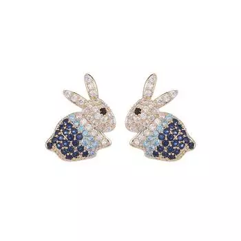 Креативные серьги с милыми животными и кроликами для девочек, красочные серьги с кубическим цирконием, серебро 925 пробы, эффектные серьги, модные украшения розовый