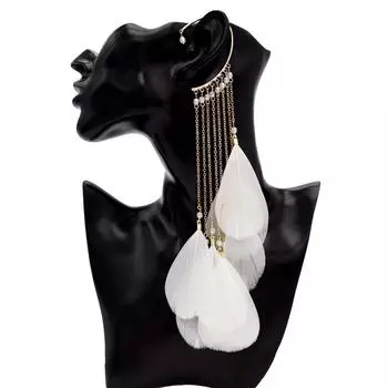 Креативные серьги, серьги с бахромой из перьев в стиле бохо, этнические серьги ручной работы красный