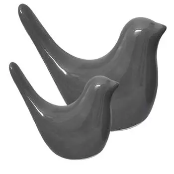 Креативные серые глянцевые керамические фигурки птиц, аксессуары для украшения дома, вечеринка (Упаковка из 2 штук, серый)