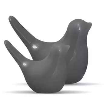 Креативные серые глянцевые керамические фигурки птиц, аксессуары для украшения дома, вечеринка (Упаковка из 2 штук, серый)