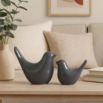 Креативные серые глянцевые керамические фигурки птиц, аксессуары для украшения дома, вечеринка (Упаковка из 2 шт.) серый