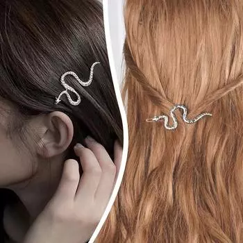 Креативные шпильки для волос в виде змеи для женщин золотого/серебряного цвета, украшение для волос с бахромой, новинка для девочек H W3P6 Silvery-One size