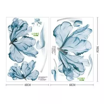 Креативные скандинавские синие цветочные наклейки на стену, 3D настенные художественные наклейки, домашнее теплое украшение для фона для гостиной, дивана, спальни A