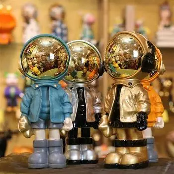 Креативные статуэтки астронавтов из мультфильмов из смолы, фигурки для украшения дома, настольные декоративные скульптуры, скандинавские украшения для дома, подарки 16cm*35cm синий