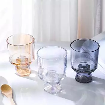 Креативные стеклянные стаканчики с высокими ножками, изысканные стеклянные стаканчики для мороженого, йогурта, домашнего завтрака, овсянки, молока 223ml