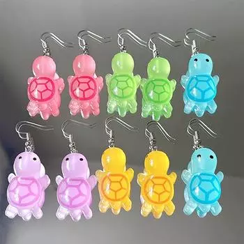 Креативные светящиеся серьги в виде черепахи, милые милые серьги в виде животных, ювелирные подарки зелёный