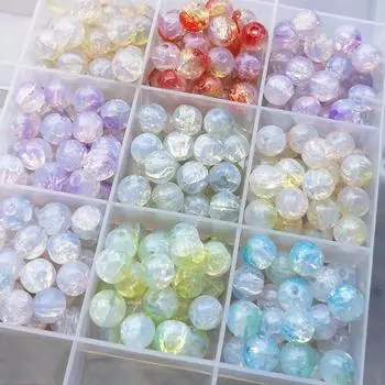 Креативные свободные бусины из стекла ручной работы, модный материал, 50 шт., 8 мм, лопнувший нефрит, сломанный DIY ювелирные аксессуары, круглое ожерелье из бисера, браслет