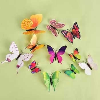 Креативные трехмерные настенные наклейки, настенные украшения, наклейки на холодильник с занавесками в виде бабочек