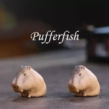 Креативные украшения для чайного стола, аксессуары для чайной церемонии ручной работы, эксклюзивный чай из рыбы фугу, оригинальный чайный питомец из минеральной фиолетовой глины S коричневый