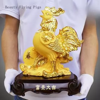 Креативные украшения из смоляной курицы со знаком зодиака, милый талисман в виде петуха, украшение рабочего стола в гостиной, фэн-шуй животных