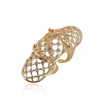 Креативные украшения, модное панк-кольцо из полого сплава с бриллиантами, регулируемое золотой