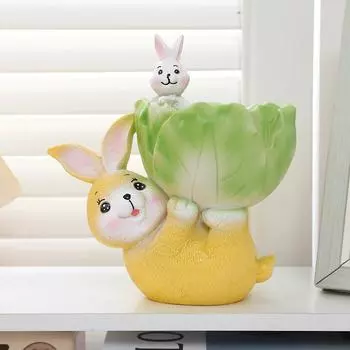 Креативные украшения в виде кролика-бонсай для хранения овощей, милые мультяшные кролики для украшения стола в гостиной, поделки из смолы белый