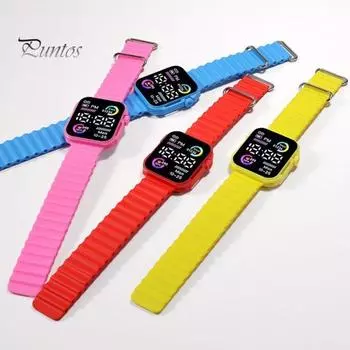 Креативные умные часы, двухцветное кольцо, светодиодный экран, электронные часы, силиконовый браслет, фитнес-спортивный браслет, монитор сна, умные часы светло-розовый