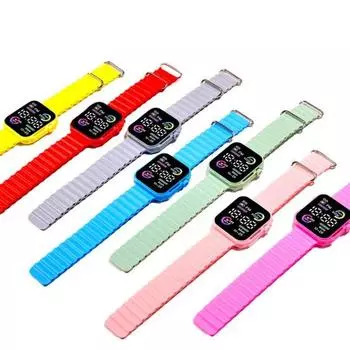 Креативные умные часы, двухцветное кольцо, светодиодный экран, электронные часы, силиконовый браслет, фитнес-спортивный браслет, монитор сна, умные часы светло-розовый