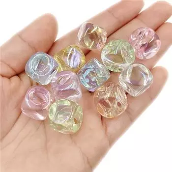 Креативные ювелирные аксессуары 10 шт. 14 мм ожерелье изготовление подвесок мода боковое отверстие DIY бисерный материал квадратный браслет УФ-покрытие цветные кубические бусины разноцветный