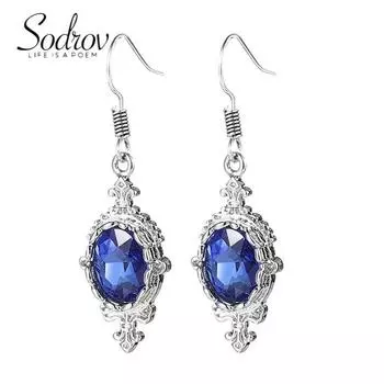 Креативные винтажные женские серьги SODROV с сапфировыми кристаллами