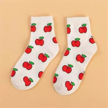 Креативные Забавные Хлопковые Женские Носки Счастливые Фрукты Персик Клубника Банан Вишня Яблоко Милые Яркие Цвета Хипстерские Соккен Дропшиппинг