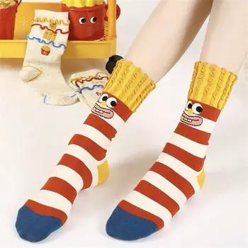 Креативные забавные милые радужные носки с картофелем фри, носки средней длины, ворсовые носки, женские носки, хлопковые носки as the picture