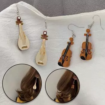 Креативные забавные серьги-капли для скрипки для женщин, винтажные нерегулярные пластиковые серьги с музыкальным инструментом, длинные висячие серьги Brincos, ювелирные изделия