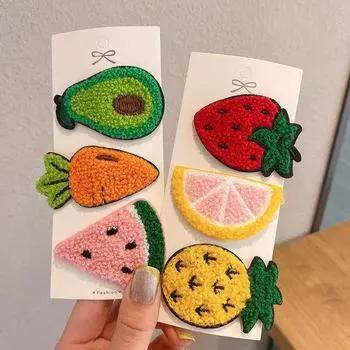 Креативные заколки для волос с фруктами и мультяшными фруктами для детей, заколки для волос с сладкой клубникой, ананасом, морковью, аксессуары для волос для девочек