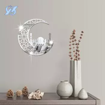 Креативные зеркальные акриловые настенные наклейки полая луна украшение спальни украшение гостиной настенные наклейки