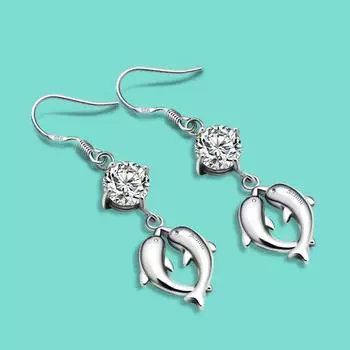 Креативные женские серьги из чистого серебра 925 пробы, ювелирные изделия, серьги-подвески с дельфином и цирконием, праздничные подарки, не вызывают аллергии