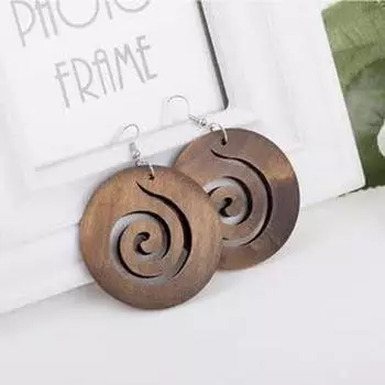 Креативные женские серьги-подвески из полого дерева красный