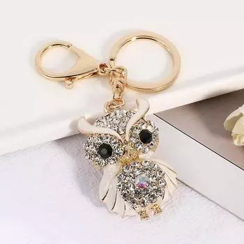 Креативные животные, милые брелки с совой, металлические бриллианты, модные брелки, мужские и женские ювелирные изделия ручной работы, подарочные брелки, подвески для сумок 12 cm белый
