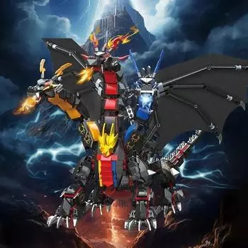 Креативный 1400PCS игровой персонаж Hydreigon Dragon строительные блоки три элемента дракон сборка кирпичи игрушки подарок для мальчика взрослый без коробки
