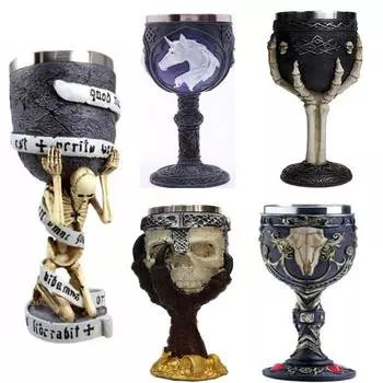 Креативный 3D кубок с черепом ужасов из смолы, чашка для вина из нержавеющей стали для праздничного декора JKL 1