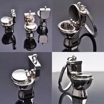 Металлический 3D брелок в виде унитаза one size