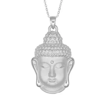 Креативный 3D кулон с головой Будды для вечерние аксессуары, этническое ожерелье Амитабха, 925 серебряная цепочка на ключицы, женские ювелирные изделия белый