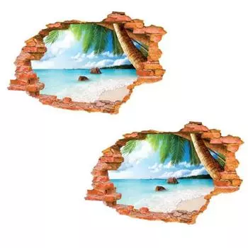 Креативный 3D настенный стикер для спальни с морем и пляжем для гостиной, настенный художественный стикер, домашний декор
