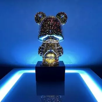 Креативный 3D стеклянный фейерверк, маленький медведь, ночник, скандинавский роскошный домашний декор, гостиная, стол, декоративная атмосфера, свет, подарки