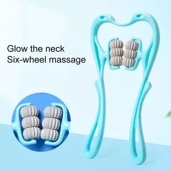 Креативный 6-колесный массажер для мышц, легко очищаемый массажер для шеи, точечный массаж, массажер для шеи, массажер для шейного отдела позвоночника, уход за здоровьем синий