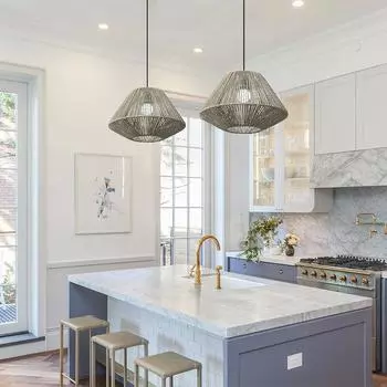 Креативный абажур люстры Декоративный абажур Плетение из соломенной веревки Гостиная