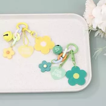 Креативный акриловый брелок в виде цветка-сердечка конфетного цвета, милый маленький брелок для ключей с цветком, брелок для сумки, автомобильный брелок, аксессуары розовый