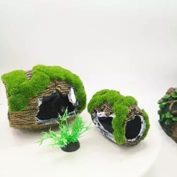 Креативный аквариум, ландшафтный дизайн, украшение из смоляного мха, сломанное ведро, пещера для укрытия рептилий, гостиная S