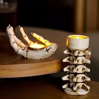 Креативный антикварный подсвечник для позвоночника, подсвечник с черепом, подсвечник с когтями из смолы, подсвечник