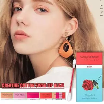 Креативный антипригарный ватный тампон и набор для губ для татуировки с пятнами для губ для водонепроницаемого E7V4