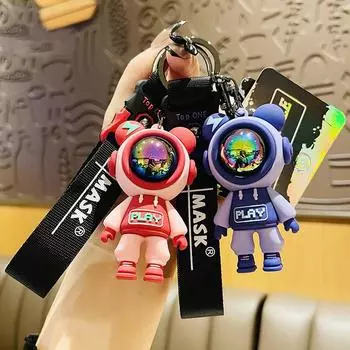 Креативный эпоксидный крутой брелок с молнией и медведем, женский тренд, изысканный модный автомобильный брелок для ключей, сумка, подвеска, подарки для мальчиков