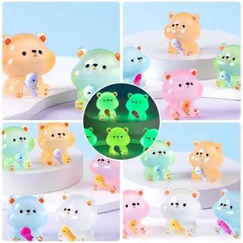 Креативный автомобильный светящийся орнамент в виде рыбы, поедающей медведя, симпатичное украшение для куклы-животного, аксессуары для интерьера, украшение для рабочего стола автомобиля белый