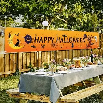 Креативный баннер на Хэллоуин с изображением кошки-ведьмы Луны