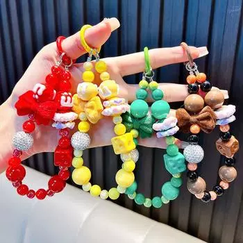 Креативный бисерный чехол для мобильного телефона с цепочкой для наушников, украшение, милый универсальный брелок для ключей, украшение для рюкзака, аксессуары, подарки A25