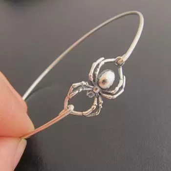 Креативный браслет-паук на Хэллоуин Ретро Тайский серебряный браслет Открытый браслет Ручная работа 16cm