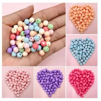 Креативный браслет в подарок, однотонный, 50 шт., детское ожерелье, 7,5*8 мм, цепочка для мобильного телефона, сумка для аксессуаров, акриловые круглые бусины с несколькими огранками синий