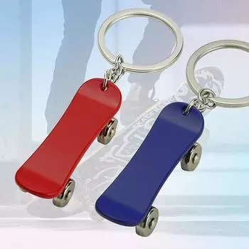 Креативный брелок для ключей Fingertip Scooter из нержавеющей стали, подвески для скейтборда Finger Decompress Toy Подарочный держатель для ключей, аксессуары серебряный